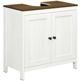 Under Sink Cabinet Pedestal Bathroom Storage Adjustable Shelf Double Doors Antique White