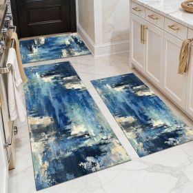 Washable kitchen floor mat set (3 pieces), non-slip long strip floor mat set, bohemian style kitchen long strip floor mat