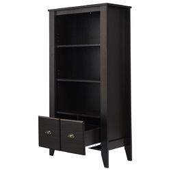 3 Shelf Adjustable Antique Organizer Bookcase with 2 Drawers