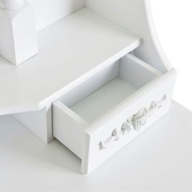 Modern Concise 4-Drawer 360-Degree Rotation Removable Mirror Dresser White