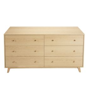 6 Drawer Dresser, Wooden Chest of Drawers with Sliding with Anti-tip Device, Modern Minimalist Dresser Chest, Closet Storage Organizer for Living