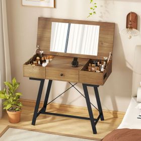 Vanity Desk with Flip Top Mirror Makeup Dressing Table