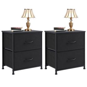 Living Room Cabinet Layers Set of 2 Fabric Drawers Beside Nightstand Table Closet Chest Clothes Display Cabinet Of Furniture (Color: 2pcs Black)