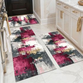 Three-piece kitchen rug set, non-slip and washable, abstract pattern kitchen hallway rug, soft and comfortable, suitable for sinks, floors, entra (title: default title)