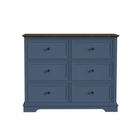 6 DrawersTall Dresser for Bedroom Vertical Storage Tower  Wood Top Closets (Color: Blue)